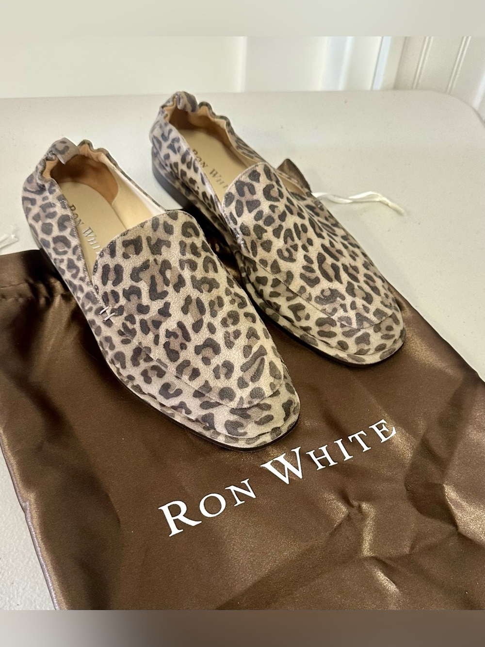 Ron White Women’s Leopard Print Loafers in Taupe